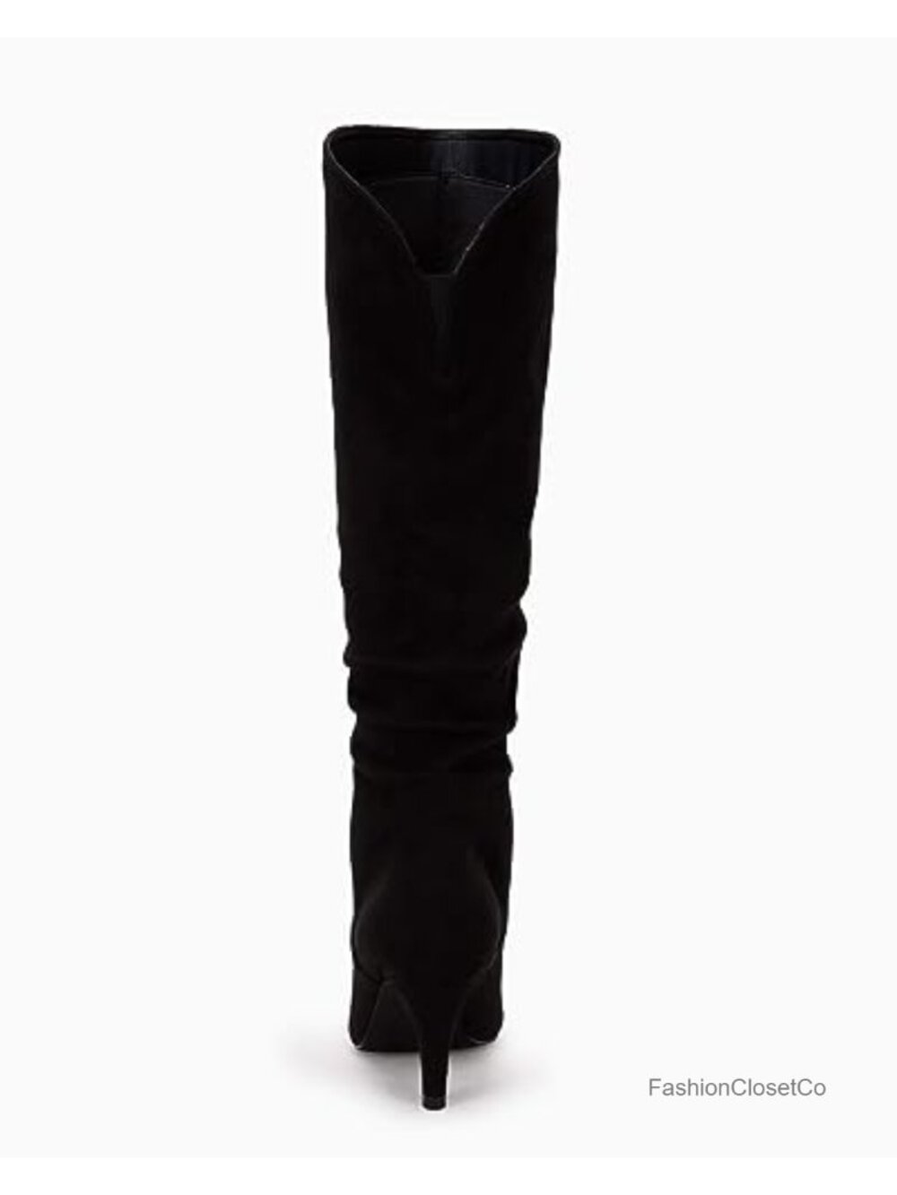 Women's Slouchy Knee High Boots Wide Calf Kitten Heel Faux Suede Winter Shoes - Picture 4 of 6